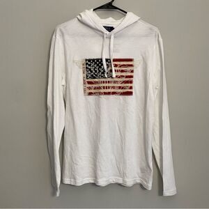 Polo RALPH LAUREN White American Flag Patriotic Cotton Hoodie Men's Small NWT